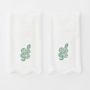 Green Snake Scallop Hand Towel