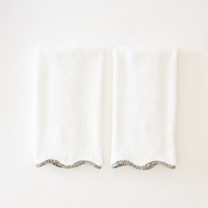 Scallop Hand Towels piped with Liberty London (pair)