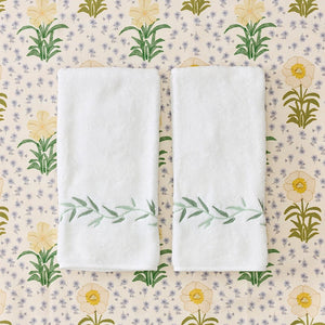Willow Embroidered Hand Towels (pair)