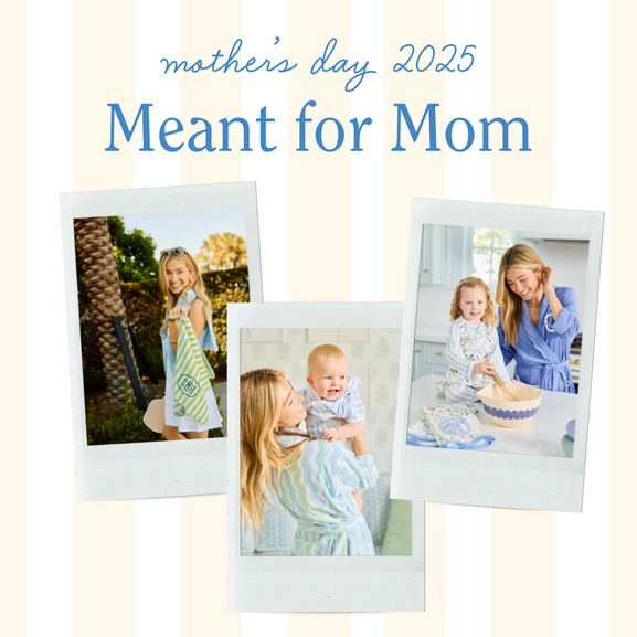 Mother’s Day 2025 “Meant for Mom” graphic featuring three Polaroid-style photos of mothers with children and personalized gifts.