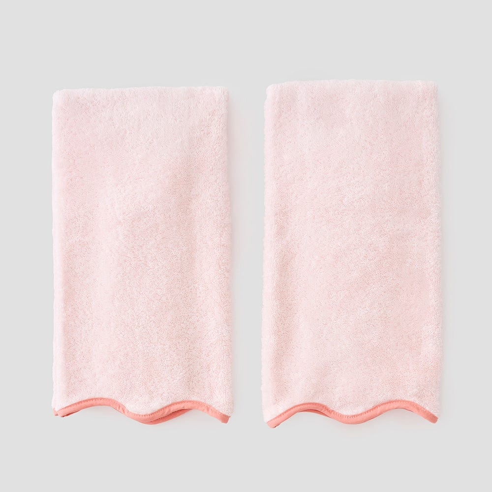 pair of white hand towels with french blue embroidered monogram