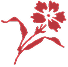 Red floral design on a white background