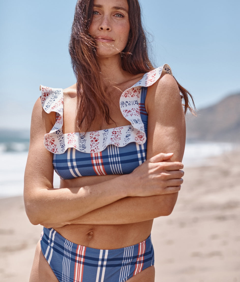 Summersalt x Weezie Ruffle Seaway Square Neck Bikini Top