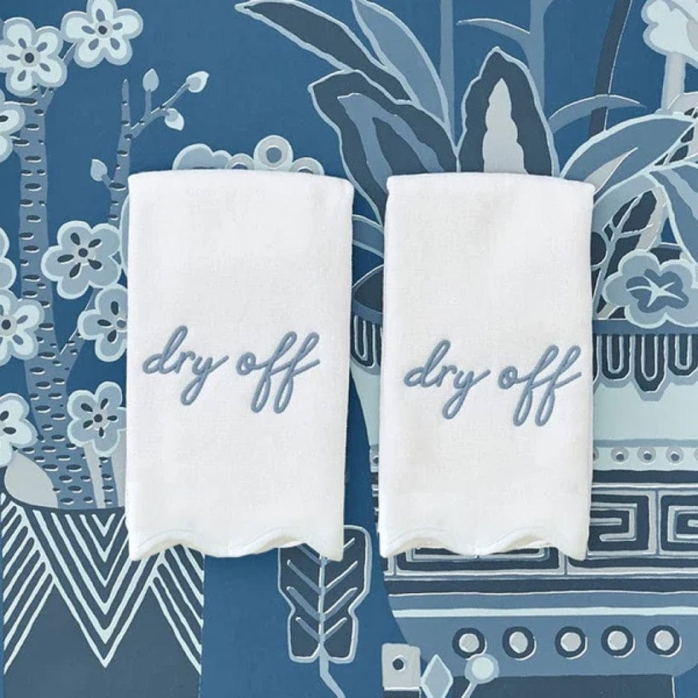 Scallop Powder Bath Towels (pair) - Plain White (Not custom)