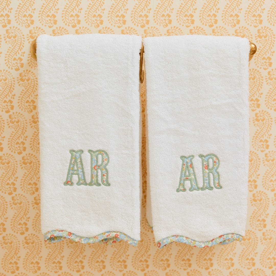Scallop Hand Towels piped with Liberty London (pair)