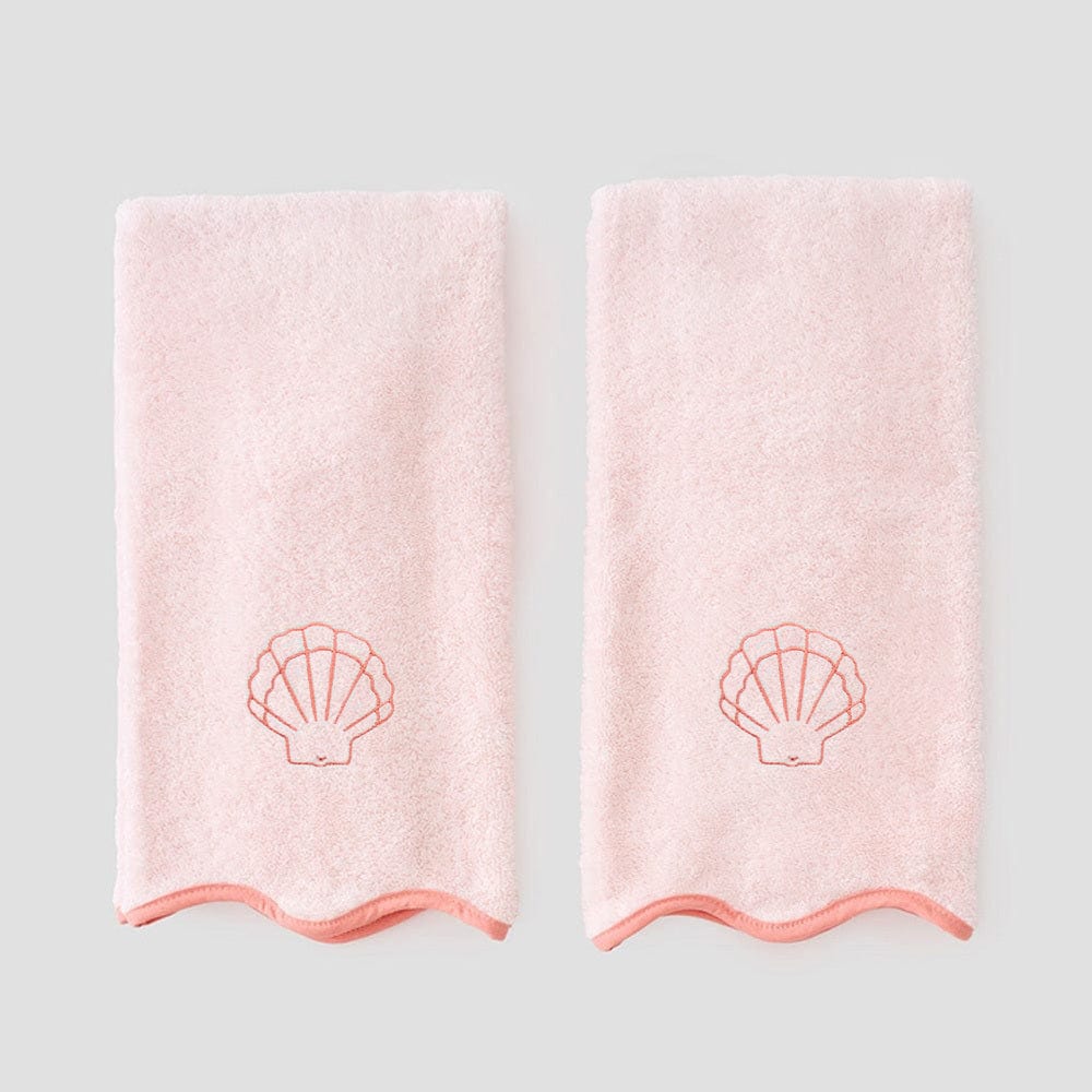 Coral Shell Scallop Bath Hand Towels (pair)
