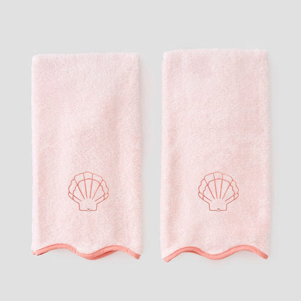 Coral Seashell Luxury Scallop Hand Towels Weezie – Weezie Towels