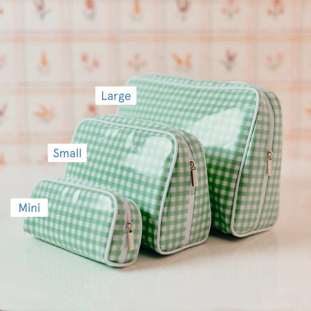 Patterned Toiletry Bag Trio (3 pieces) Green Gingham Patterned Toiletry Bag Trio (3 pieces) Green Gingham