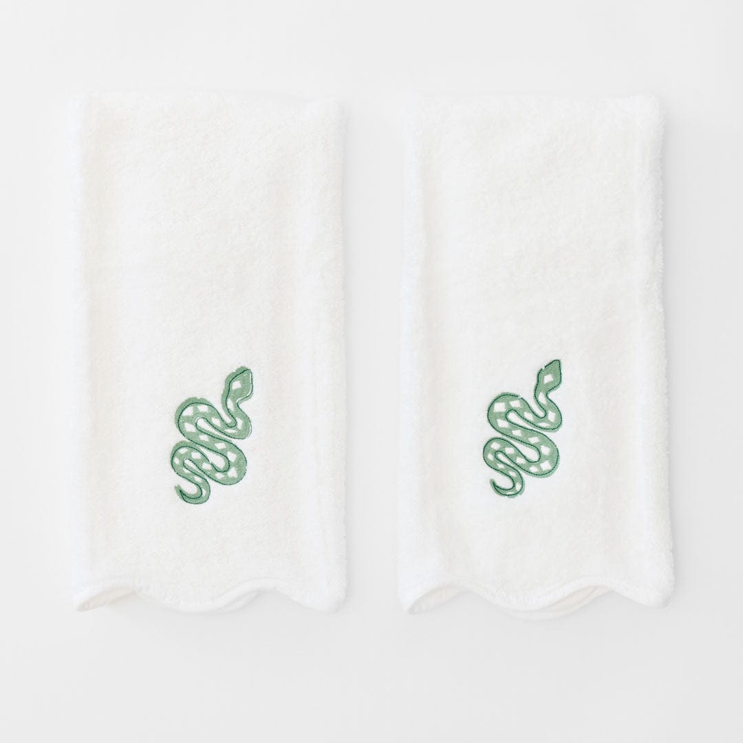 Green Snake Scallop Hand Towel