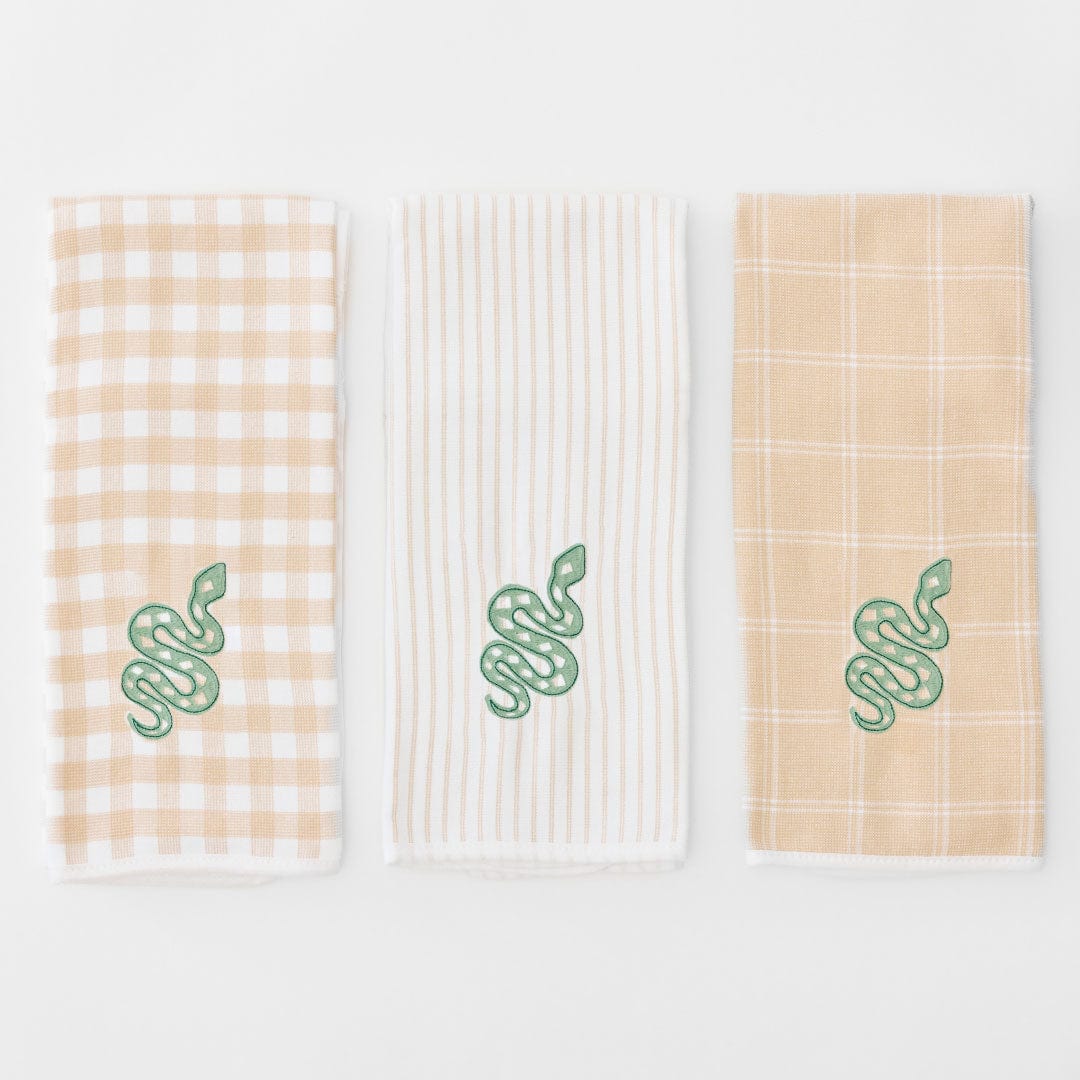 Green Snake Kitchen Towel Trio