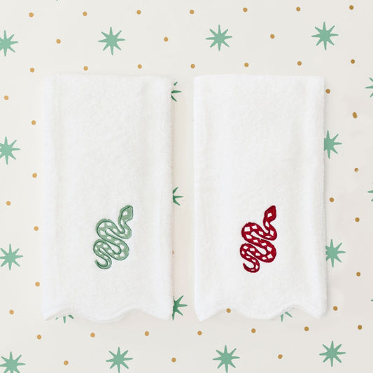 Green Snake Scallop Hand Towel