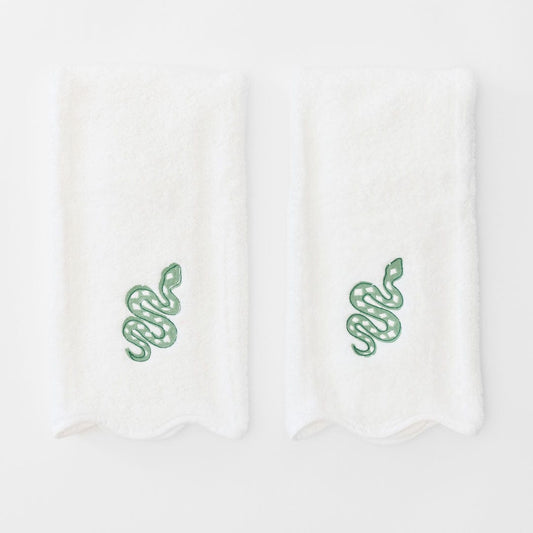 Green Snake Scallop Hand Towel