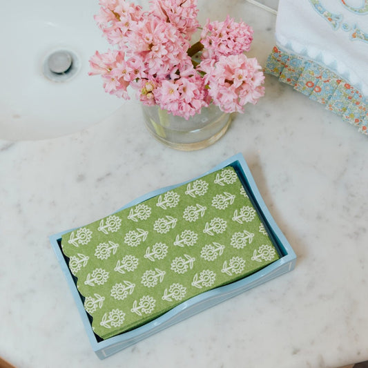 Linen-Like Paper Guest Towel and Lacquer Tray Set