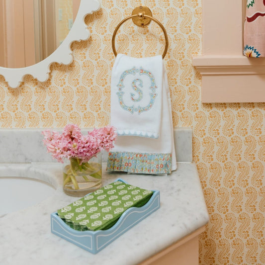 Linen-Like Paper Guest Towel and Lacquer Tray Set
