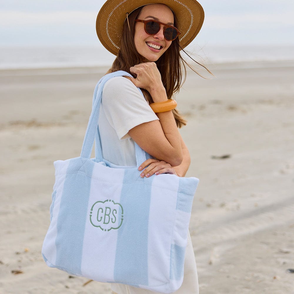 light blue beach bag