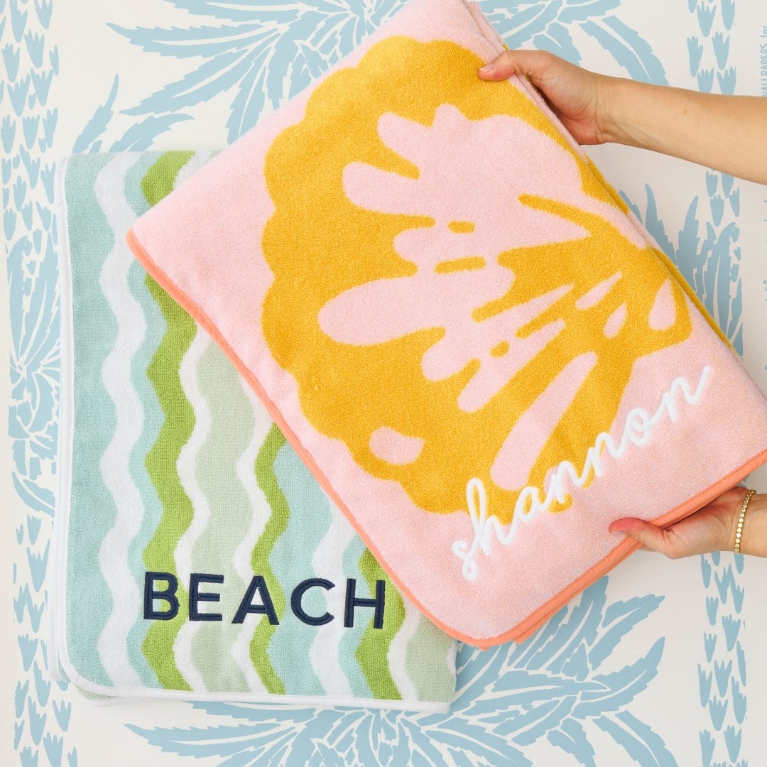 KOBLEN Oversized Blue Flower Beach Towel - 31"x61" Microfiber, Quick-Dry, Sandproof