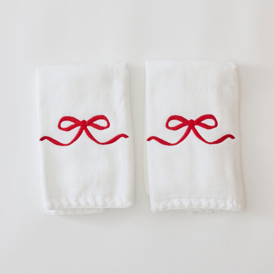 Red Bow Powder Bath Towels (pair)