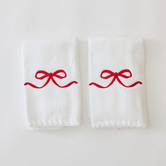 Red Bow Powder Bath Towels (pair)
