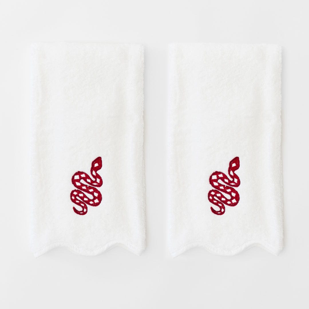 Red Snake Scallop Hand Towel