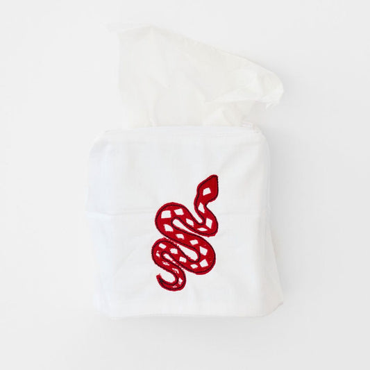 Red Snake Cotton Tissue Box Cover