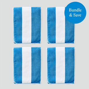 Large Velour Striped Beach Towel Midnight Oasis - Cotton, Polyester - Geezy