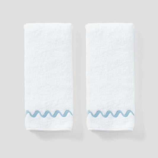 Wave Embroidered Hand Towels (pair)