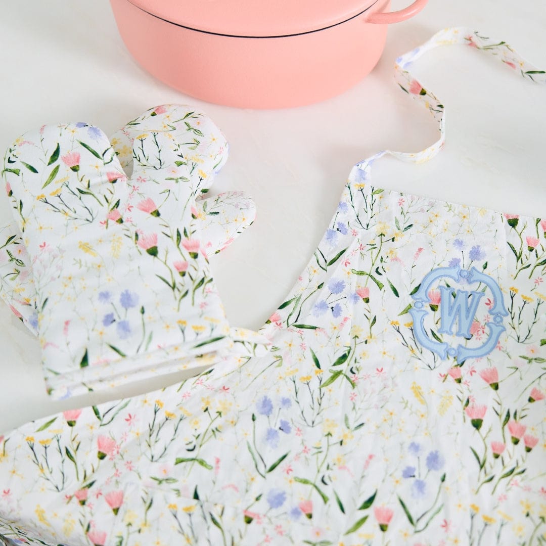 Monogram Embroidered Apron and Oven Mitt Set