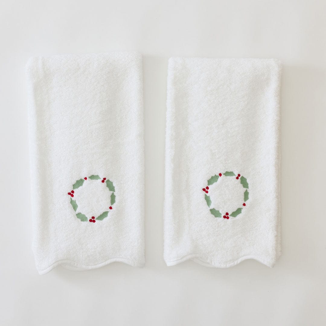 Wreath Scallop Hand Towels (pair)