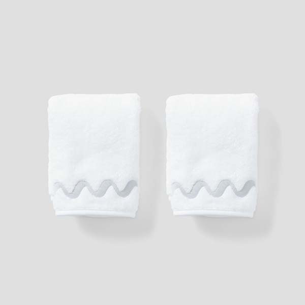 Wave Embroidered Washcloths (pair)