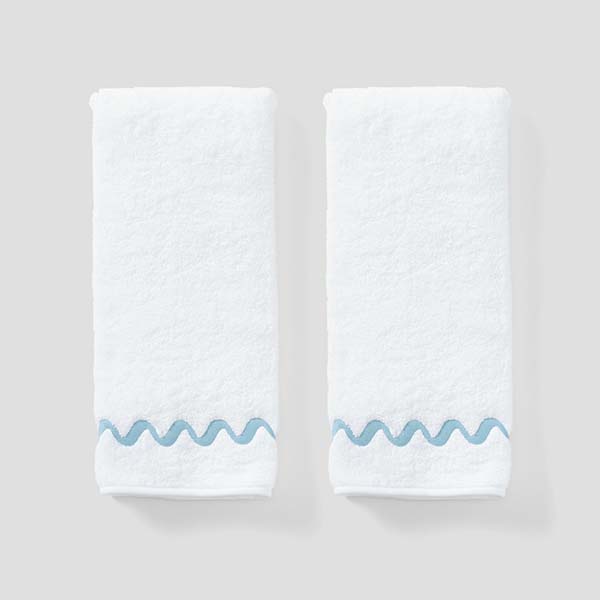 Wave Embroidered Hand Towels (pair)