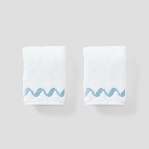 Wave Embroidered Washcloths (pair)