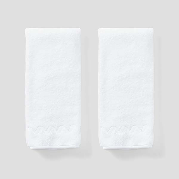 Wave Embroidered Hand Towels (pair)